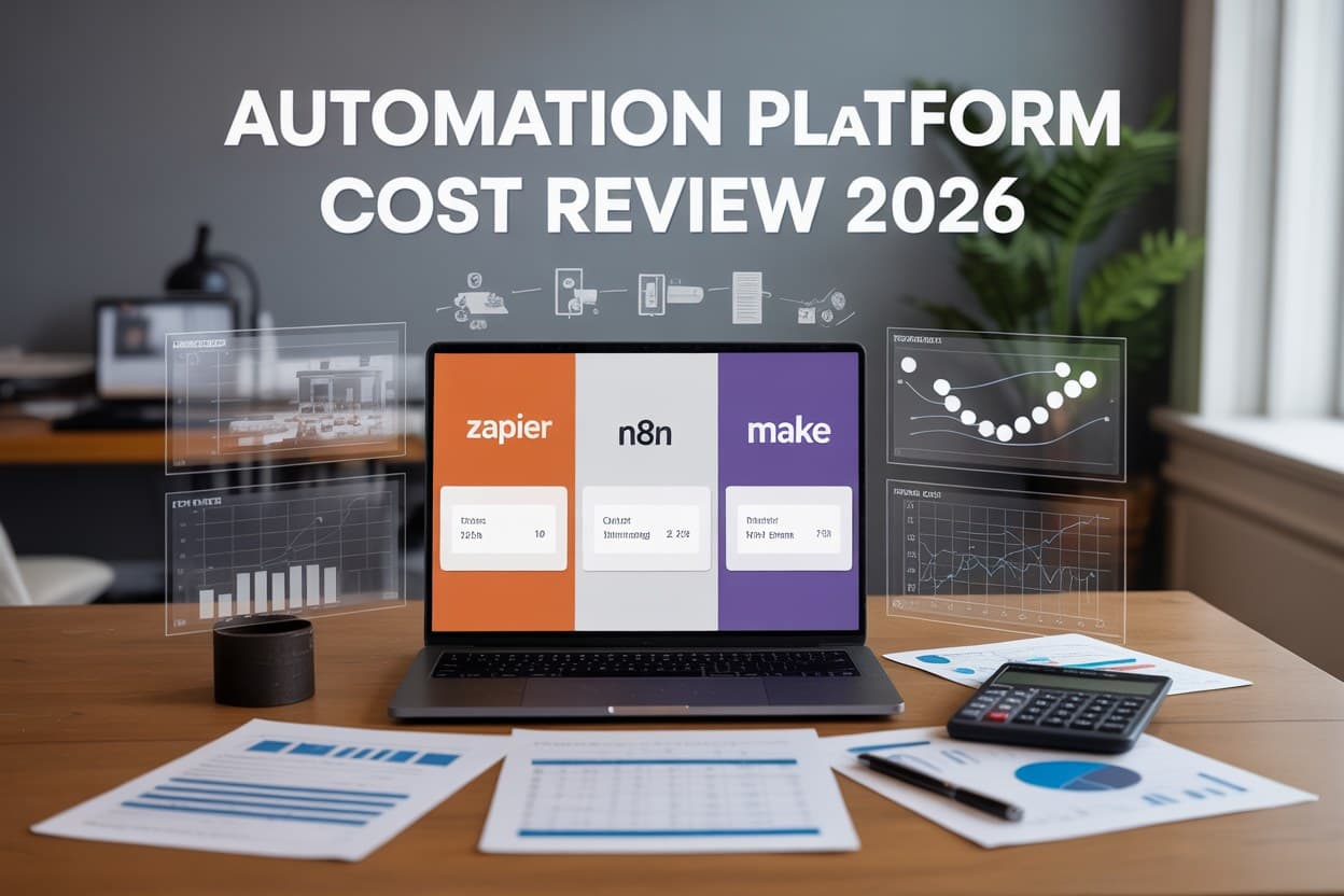 Zapier vs n8n vs Make for Small Business Automation: The Cost Review Zapier vs n8n vs Make for small business automation: Which is most cost-effective for US companies in 2026? Self-hosted n8n delivers the lowest long-term cost (≈$20/month flat server fee) by eliminating usage-based billing entirely. **Make offers the best mid-tier value** at $10.59/month for 10,000 operations, while Zapier charges a premium ($29.99+/month for 750 tasks) for non-technical simplicity. This data-driven review is built for small business owners, operations managers, and growing teams who need to choose an automation platform that scales with revenue—not against it. We analyze: Real pricing models – how each platform charges and where hidden costs appear. Total cost of ownership – including learning curves, migration, and maintenance. Volume-based scenarios – from 500 to 50,000 monthly executions. Data privacy & compliance – especially for healthcare, finance, and GDPR-bound businesses. By the end, you’ll know exactly which platform fits your budget, technical skill level, and growth trajectory. Short on time? Jump to the Final Decision Framework or book a free automation audit via our AI Automation Services. Quick‑Glance: Cost & Capability Comparison Feature / Platform Zapier Make n8n (Self‑Hosted / Cloud) Pricing unit Tasks (per successful action) Operations (per node execution) Workflow executions (flat per run) Baseline monthly cost $29.99 (750 tasks) $10.59 (10,000 ops) **$0** (self‑hosted) / $20 (cloud) Cost at 50,000 volume ~$600 – $800 ~$55 – $70 $20 (server / VPS) Custom code support Very limited (Filter/Formatter) Moderate (JSON, functions) Full JavaScript / Python nodes Data sovereignty None (cloud only) None (cloud only) Complete control (self‑host) Best for Non‑technical teams, quick Zaps Visual workflows, medium complexity Technical teams, high volume, privacy *Numbers based on public pricing (June 2026) and real-world usage of 5‑step workflows.* Real‑World Monthly Value Scenario (50,000 Operations/Tasks) text COST BREAKDOWN – 50,000 monthly executions (e.g., lead enrichment + email + CRM) ├── Zapier (Pro plan, escalated) → ~$600–800/month ├── Make (Core plan, upgraded volume) → ~$55–70/month └── n8n self‑hosted (DigitalOcean VPS) → ~$20/month (flat) Why the gap? Zapier counts every “action” as a task. A 5‑step workflow consumes 5 tasks per run → 50,000 runs = 250,000 tasks → overage hell. Make charges per “operation” (per node). A 5‑step workflow = 5 operations. 50,000 runs = 250,000 ops. Their pricing scales more linearly. n8n self‑hosted: no per‑execution fee. Only pay for the server (2 GB RAM, 1 vCPU ~$20/month). Unlimited runs. Understanding the Three Platforms Zapier – Simplicity at a Premium Zapier remains the gold standard for non‑technical users. Its linear, trigger‑then‑action interface lets you build a working automation in minutes. With 7,000+ apps (Salesforce, Slack, Gmail, etc.), you can connect almost any SaaS tool. Pros Easiest learning curve Largest app library Excellent support and templates Cons Task‑based pricing gets expensive fast Limited logic (no true conditionals without paid “Paths”) No self‑hosting / data sovereignty ➡ Best for: Solopreneurs, marketing teams, and anyone who wants “set and forget” automations without technical help. Make (formerly Integromat) – Visual Power for Mid‑Market Make occupies the sweet spot between cost and complexity. Its visual canvas lets you design multi‑branch, conditional workflows with drag‑and‑drop clarity. Error handling, data transformation, and iteration are built in. Pros Operation‑based pricing = better value than Zapier at scale Deep error handling and debugging 1,500+ connectors with rich functionality Cons Steeper learning curve than Zapier Cloud‑only (no self‑host) Some advanced features require enterprise plans ➡ Best for: Operations managers, agencies, and e‑commerce brands that need complex, visual workflows without hiring developers. n8n – Open‑Source Freedom & Low‑Cost Scale n8n is the only open‑source platform of the three. You can self‑host it on any VPS (DigitalOcean, AWS, etc.) and pay zero usage fees. Its node‑based interface supports JavaScript, Python, and HTTP requests to any API. Pros Self‑host = unlimited runs for a fixed monthly server cost (≈$20) Full data privacy – your data never leaves your infrastructure 400+ native nodes + community nodes + AI (LangChain) Cons Requires technical skills (or a dev on your team) Self‑hosting means you manage updates, backups, security Smaller pre‑built app library (but HTTP request fills gaps) ➡ Best for: Tech‑savvy startups, B2B SaaS companies, high‑volume automation (invoices, lead scoring, data enrichment), and any business handling sensitive data (HIPAA, GDPR, financial). Pricing Models That Impact Your Bottom Line Zapier – Task‑based, unpredictable scaling Each “task” is a completed action. A simple “new lead in Typeform → add row to Google Sheets → send Slack notification” = 3 tasks per run. At 10,000 runs = 30,000 tasks. Zapier’s Pro plan gives 7,500 tasks for $49/month; extra tasks cost $0.001 – $0.002 each. Monthly bills can swing wildly. Make – Operation‑based, more predictable An “operation” = one module execution. The same 3‑step workflow = 3 operations. 10,000 runs = 30,000 ops. Make’s Core plan gives 10,000 ops for $10.59; additional ops are cheaper. Budgeting is easier because you control the number of runs. n8n Cloud – Execution‑based You pay per workflow execution, regardless of how many steps are inside. A 10‑step workflow costs the same as a 2‑step one – one execution. This is ideal for complex, multi‑step processes. n8n Self‑Hosted – Fixed cost, unlimited runs No usage billing. You pay for the server (≈$20/month for 50,000+ runs). The more you automate, the lower the average cost per task. For high‑volume businesses, this is unbeatable. Integration Ecosystems & Connectivity Feature Zapier Make n8n Pre‑built apps 7,000+ 1,500+ 400+ Custom HTTP requests Limited (Webhooks) Yes Yes (full control) Custom code Only filter/formula JSON, limited JS Full JS / Python nodes Webhook triggers Yes Yes Yes Scheduled triggers Yes Yes Yes Self‑host option ✅ n8n’s superpower: If an app doesn’t have a pre‑built node, you can call its REST API directly using the HTTP Request node – or write a few lines of JavaScript to transform data. No waiting for integrations. Data Security & Privacy – Why Self‑Hosting Wins For US small businesses in regulated industries (healthcare, finance, legal), data sovereignty is non‑negotiable. Zapier & Make – Your data flows through their cloud servers. They have SOC 2 certifications, but you must trust their infrastructure. No option to keep data on‑premises. n8n self‑hosted – Your workflows run on your own VPC or on‑prem server. No third‑party sees your data. You control encryption, backup, and access logs. Example: A medical billing company automating patient data transfers cannot use Zapier or Make (HIPAA compliance risk). n8n self‑hosted is the only viable choice. Final Decision Framework (30‑Second Summary) If you have… Choose No technical staff, need automation yesterday Zapier (budget for scaling) A small ops team, visual workflows, medium budget Make A developer on staff, high volume, or sensitive data n8n (self‑hosted) Tiny budget, willing to learn n8n free tier / Make free plan Our recommendation for most US small businesses: Start with n8n Cloud ($20/month) to test your workflows without infrastructure hassle. Once you hit 5,000+ runs/month, migrate to **self‑hosted n8n** on a $20/month VPS. You’ll save thousands per year compared to Zapier. 📞 Ready to stop overpaying for automation? Book a free cost audit using our AI Automation Services. Frequently Asked Questions (FAQ) 1. Which automation platform is the most cost‑effective for small businesses? Self‑hosted n8n is the cheapest long‑term because you pay a flat server fee (≈$20/month) regardless of how many workflows you run. Make is best for mid‑tier (10,000 operations for $10.59). Zapier is the most expensive at scale. 2. Can I migrate my Zaps from Zapier to n8n for free? There is no automated one‑click migration, but n8n’s interface is similar to Make. You can manually rebuild workflows in 1‑3 hours for typical setups. For large migrations, our team offers paid migration services – contact us. 3. Does n8n have a free tier? Yes n8n cloud has a free tier with 5 active workflows and 2,500 executions/month. Self‑hosted is completely free (you only pay for your server). 4. Which platform has the best AI integration? n8n has native LangChain nodes (70+ AI blocks) for building custom AI agents. Make integrates OpenAI, Google Vision, etc. via modules. Zapier offers AI by Zapier (basic). For advanced AI automation, n8n wins. 5. Is web scraping legal with these tools? Web scraping legality depends on the data source and jurisdiction. Read our guide: Is Web Scraping Legal in the USA? before building scrapers with n8n or Make. Final Thoughts Zapier, Make, and n8n each have a place in the automation ecosystem. But for cost‑conscious small businesses that plan to scale, n8n self‑hosted offers unmatched value – both in dollars and data control. Start small: try n8n Cloud free tier. When you’re ready to go all‑in, deploy self‑hosted on a $20/month server. Your monthly automation bill will stay flat while your revenue grows. 🚀 Need help choosing or migrating? Our team specializes in n8n, Make, and Zapier workflows. Schedule a free consultation.